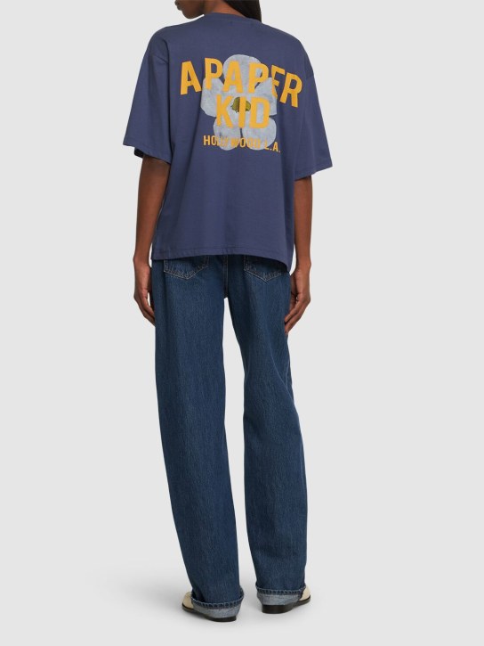 A Paper Kid: Unisex-T-Shirt mit Blumenmotiv - Blau - women_1 | Luisa Via Roma