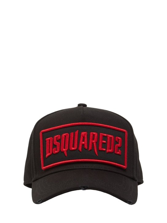 Dsquared2: Baseballkappe mit Logo „DSQ2 Horror“ - Schwarz - men_0 | Luisa Via Roma
