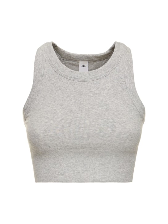 Alo Yoga: Seamless Delight high neck sports bra - Grey - women_0 | Luisa Via Roma