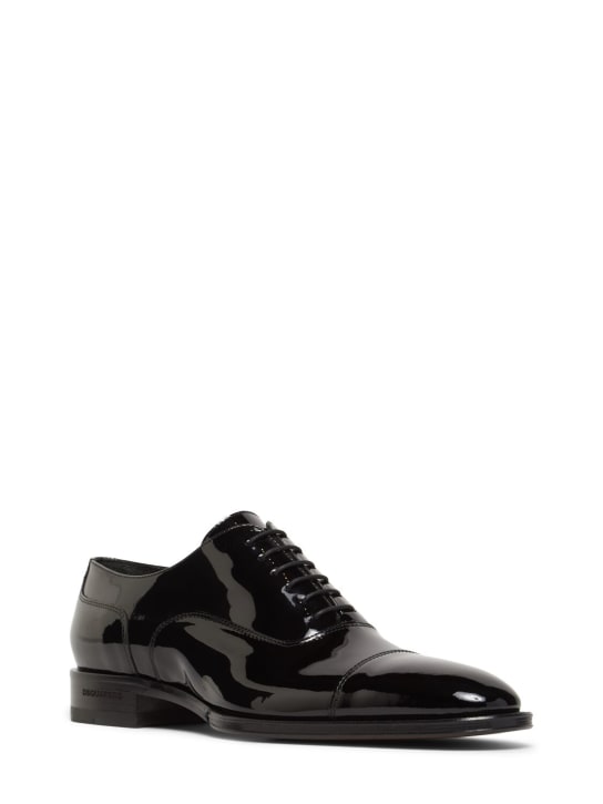 Dsquared2: Oxford patent leather lace-up shoes - Siyah - men_1 | Luisa Via Roma
