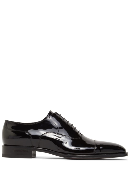 Dsquared2: Oxford patent leather lace-up shoes - Black - men_0 | Luisa Via Roma