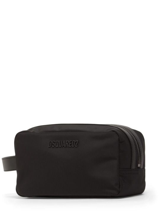 Dsquared2: Dsquared2 logo cordura toiletry bag - Black - men_1 | Luisa Via Roma