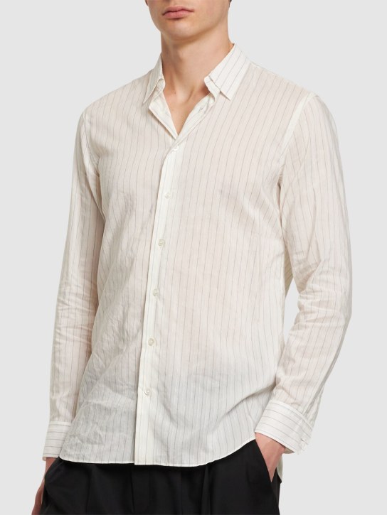 Lardini: Striped cupro blend shirt - men_2 | Luisa Via Roma