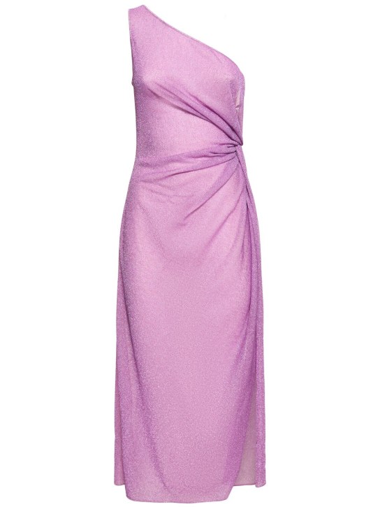Oséree Swimwear: Lumière lamé midi dress w/knot - Purple - women_0 | Luisa Via Roma