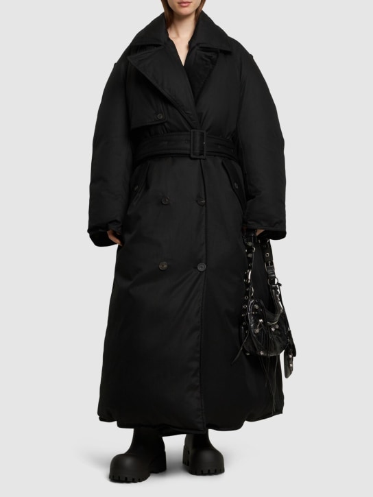 Balenciaga: Maxi padded down trench coat - Black - women_1 | Luisa Via Roma