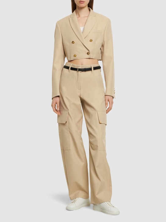 Palm Angels: PA buttons double breast crop jacket - Beige - women_1 | Luisa Via Roma