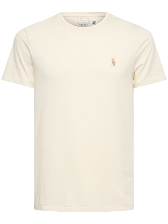 Polo Ralph Lauren: Distressed cotton logo t-shirt - Parchment Cream - men_0 | Luisa Via Roma