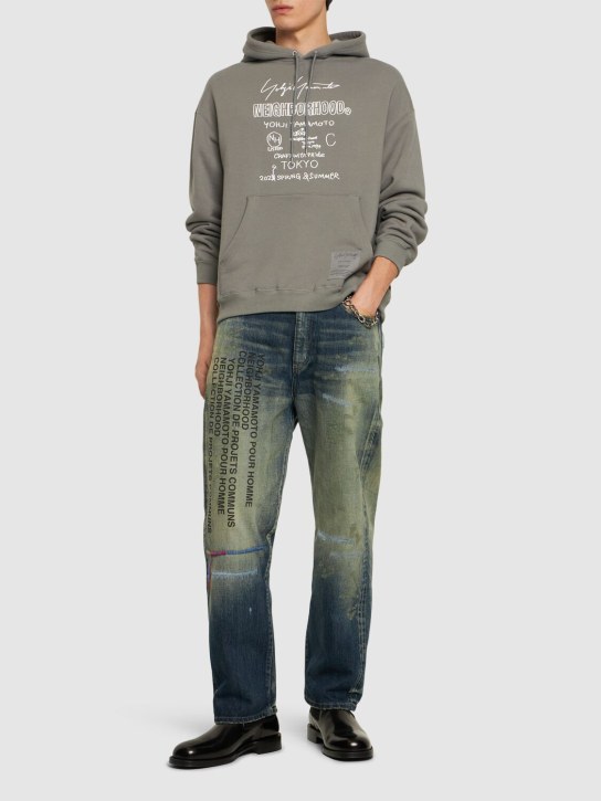 Yohji Yamamoto: Sudadera de algodón con capucha - Gris - men_1 | Luisa Via Roma