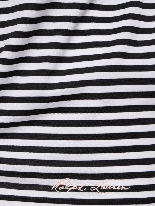 Ralph Lauren Collection: 小熊图案条纹棉质平纹针织T恤 - 黑色/白色 - women_1 | Luisa Via Roma