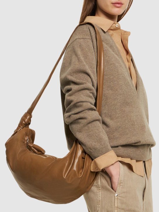 Lemaire: Medium soft croissant paper leather bag - women_1 | Luisa Via Roma