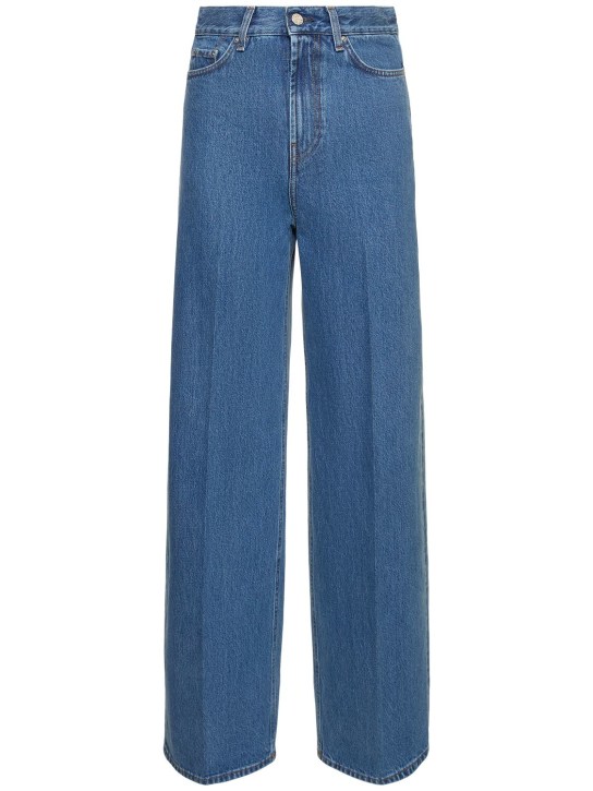 Toteme: Jeans larghi in denim di cotone - Blu - women_0 | Luisa Via Roma