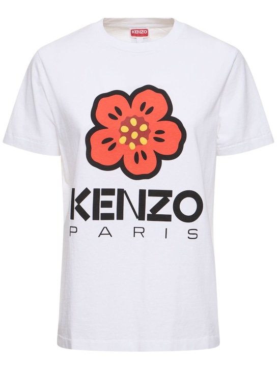 Kenzo Paris: T-Shirt aus Baumwolljersey mit Blume „Boke“ - Weiß - women_0 | Luisa Via Roma