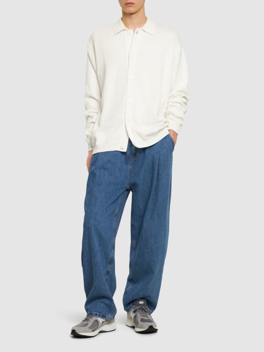 The Frankie Shop: Wide cotton denim jeans - Blue - men_1 | Luisa Via Roma