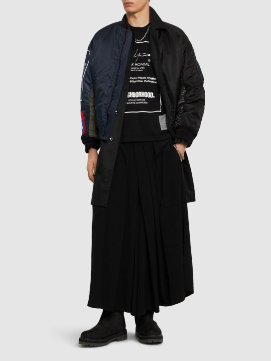 Yohji Yamamoto: Camiseta de algodón estampado - Negro - men_1 | Luisa Via Roma