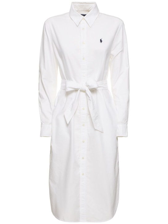 Polo Ralph Lauren: Vestido camisero midi de algodón - Blanco - women_0 | Luisa Via Roma
