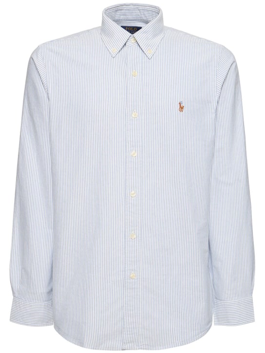 Polo Ralph Lauren: Camisa Oxford clásica de algodón - Azul/Blanco - men_0 | Luisa Via Roma