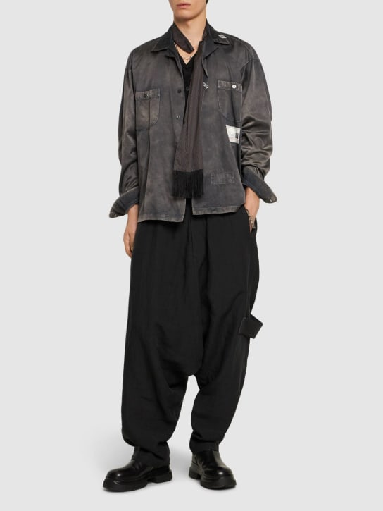 Mihara Yasuhiro: Oversize faded twill shirt - Black - men_1 | Luisa Via Roma