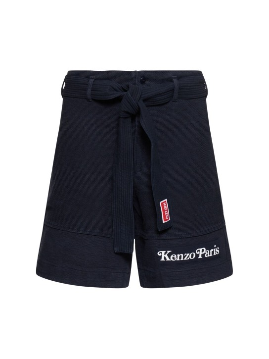 Kenzo Paris: Shorts de algodón tejido - Azul - men_0 | Luisa Via Roma