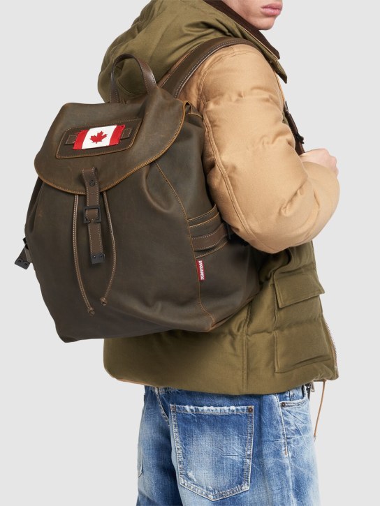 Dsquared2: Canadian flag canvas backpack - Green - men_1 | Luisa Via Roma