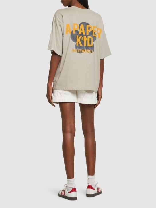 A Paper Kid: Unisex-T-Shirt mit Blumenmotiv - Grau - women_1 | Luisa Via Roma
