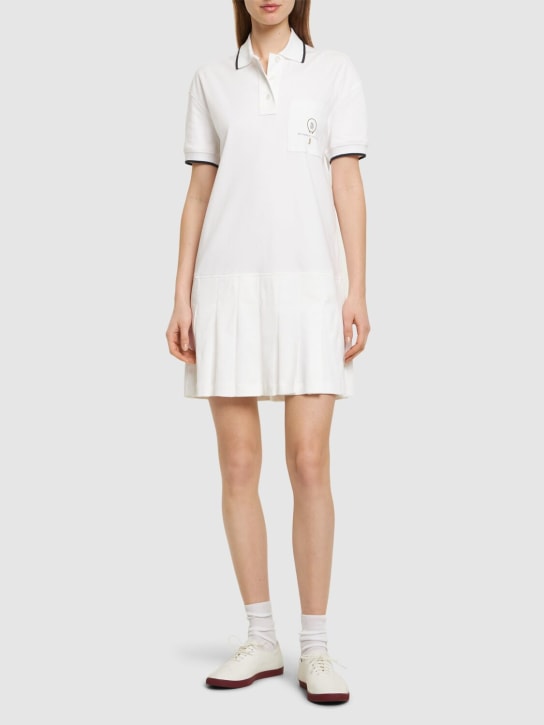 Brunello Cucinelli: Cotton jersey polo mini dress - Beyaz - women_1 | Luisa Via Roma