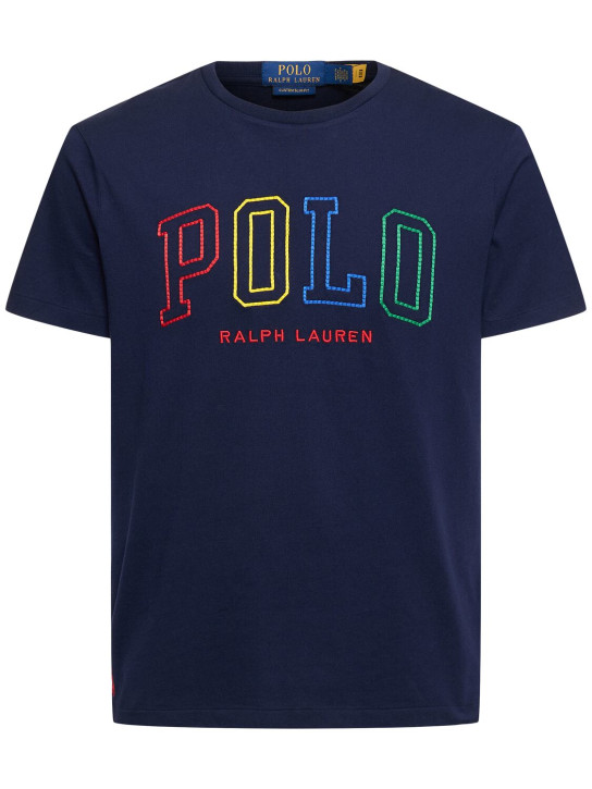 Polo Ralph Lauren: Camiseta polo con estampado - Cruise Navy - men_0 | Luisa Via Roma