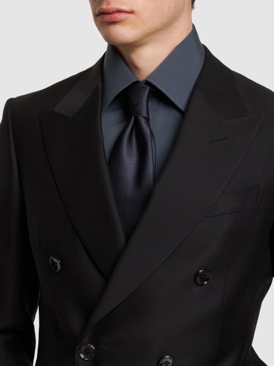 Tom Ford: Cravatta Solid in twill di seta 8cm - Blu Scuro - men_1 | Luisa Via Roma