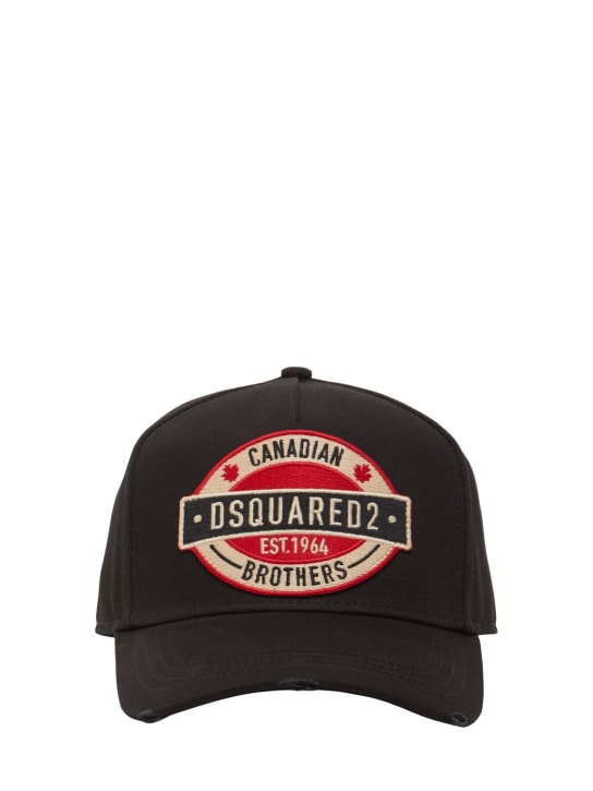Dsquared2: Canadian Brothers cotton baseball hat - Black - men_0 | Luisa Via Roma