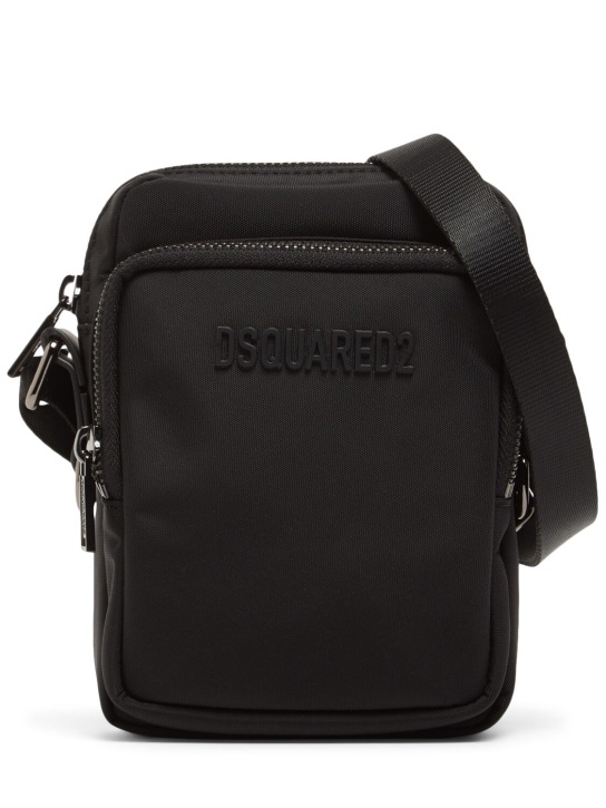 Dsquared2: Dsquared2 logo cordura crossbody bag - Siyah - men_0 | Luisa Via Roma