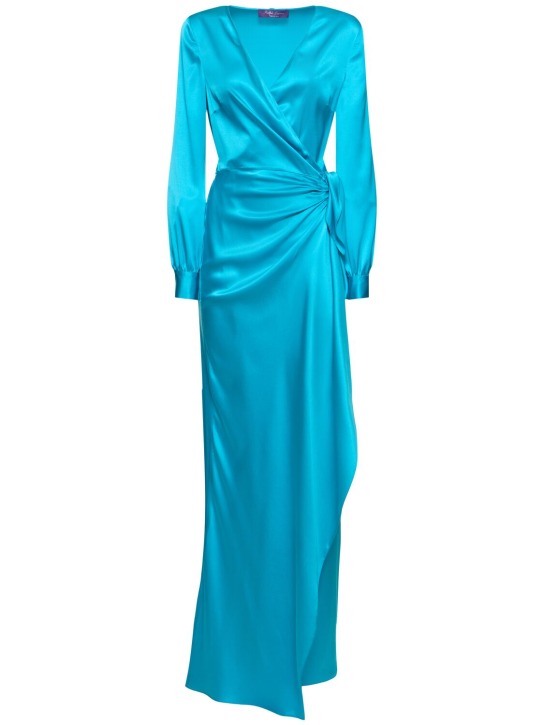 Ralph Lauren Collection: Robe longue en satin de soie Saundra - Bleu - women_0 | Luisa Via Roma