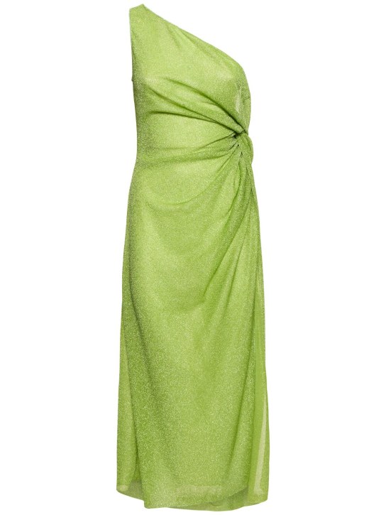 Oséree Swimwear: Lumière lamé midi dress w/knot - Yeşil - women_0 | Luisa Via Roma