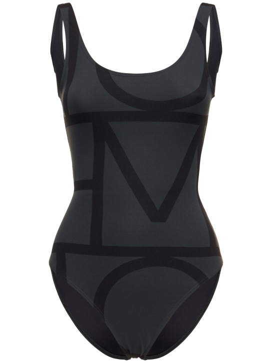 Toteme: Monogram swimsuit - Black - women_0 | Luisa Via Roma