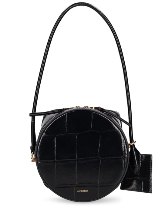 Jacquemus: Le Vanito croc embossed leather bag - Black - women_0 | Luisa Via Roma