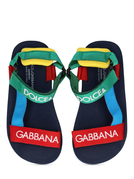 Dolce&Gabbana: Logo printed nylon sandals - Multicolor - kids-girls_1 | Luisa Via Roma