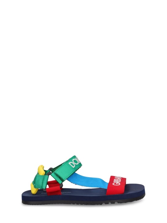 Dolce&Gabbana: Logo printed nylon sandals - Multicolor - kids-girls_0 | Luisa Via Roma