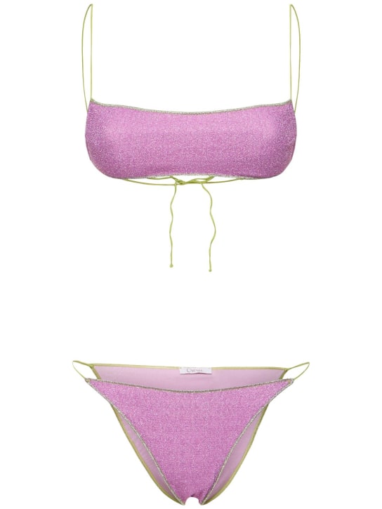 Oséree Swimwear: 金银丝窄边比基尼套装 - 紫色 - women_0 | Luisa Via Roma