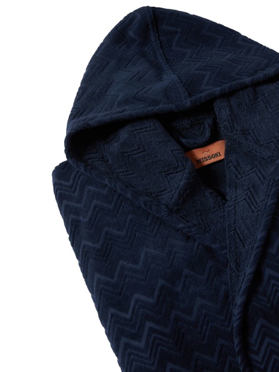 Missoni Home: Chalk hooded bathrobe - Blue - men_1 | Luisa Via Roma