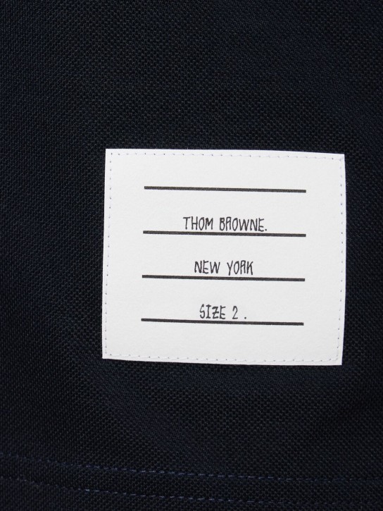Thom Browne: Polo de algodón piqué - Azul Marino - men_1 | Luisa Via Roma