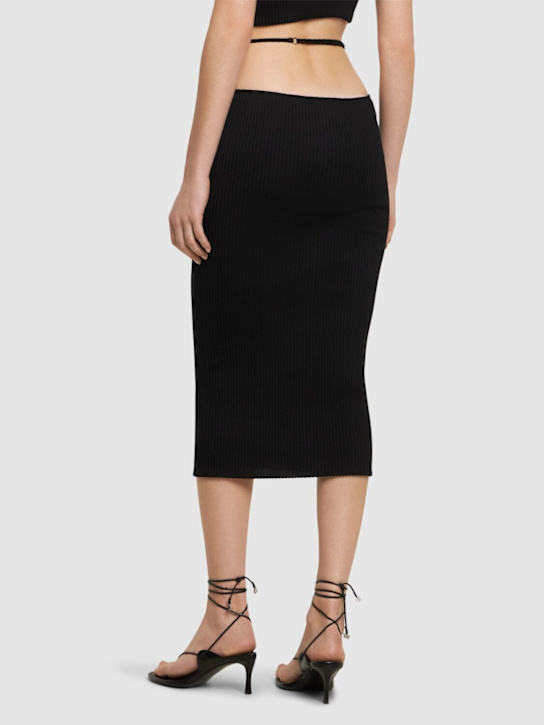 Amiri: Gonna midi in maglia di misto cotone - Nero - women_2 | Luisa Via Roma