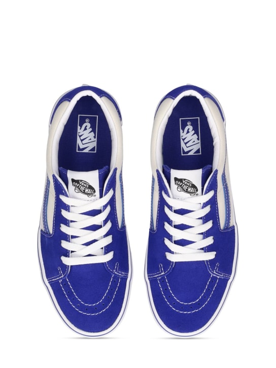 Vans: SK8-Low leather sneakers - Blue/White - kids-girls_1 | Luisa Via Roma