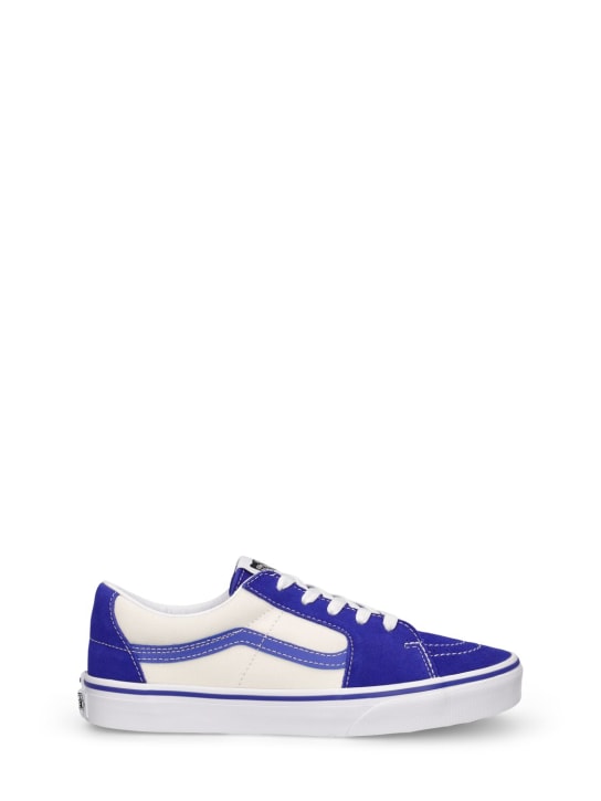 Vans: SK8-Low leather sneakers - Blue/White - kids-girls_0 | Luisa Via Roma