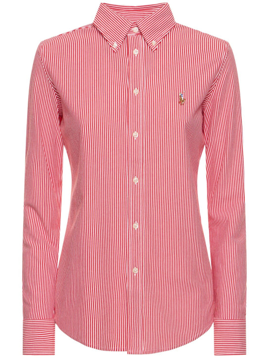 Polo Ralph Lauren: Chemise rayée à manches longues - Rouge/Blanc - women_0 | Luisa Via Roma