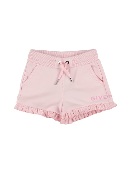Givenchy: Cotton blend shorts - Pink - kids-girls_0 | Luisa Via Roma