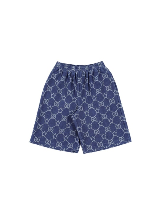 Gucci: GG cotton blend shorts - Blue - kids-boys_0 | Luisa Via Roma