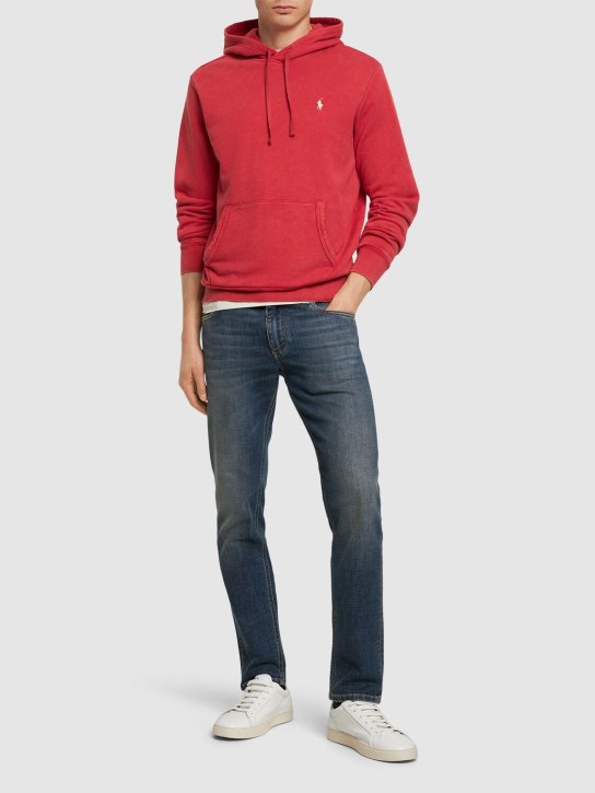 Polo Ralph Lauren: Sweat-shirt en coton à capuche à logo - Post Red - men_1 | Luisa Via Roma