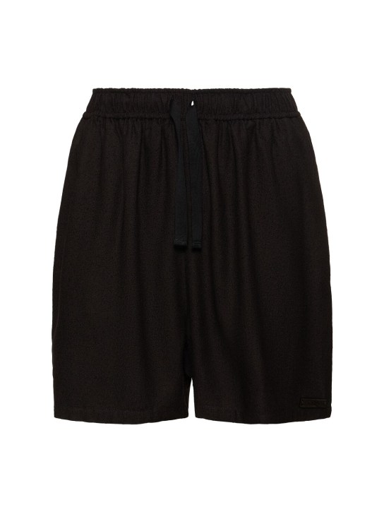4SDesigns: Baggy viscose blend satin shorts - Siyah - men_0 | Luisa Via Roma