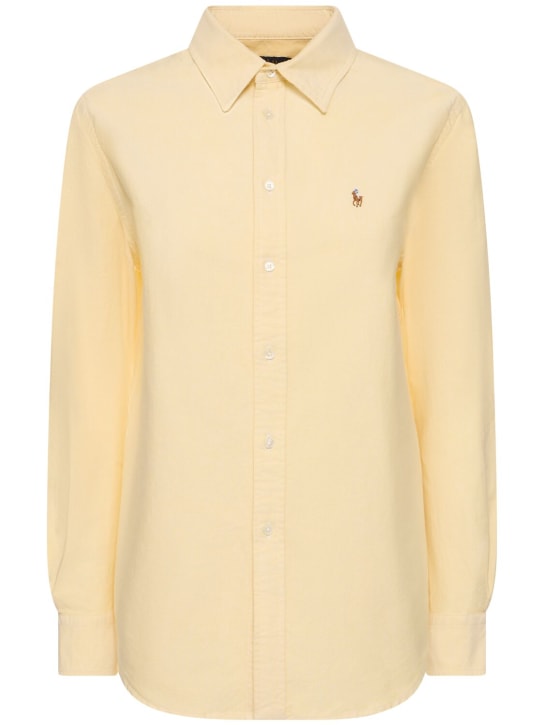 Polo Ralph Lauren: Long sleeve buttoned cotton shirt - Yellow - women_0 | Luisa Via Roma