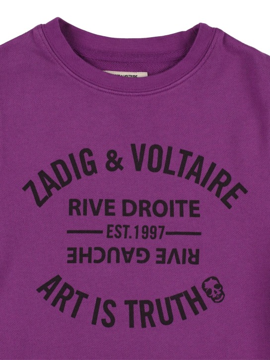 Zadig&Voltaire: Felpa in cotone con stampa - Viola - kids-girls_1 | Luisa Via Roma