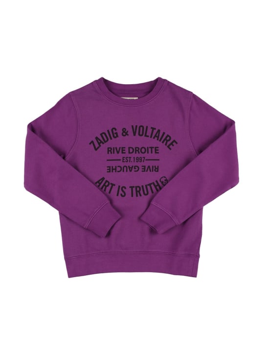 Zadig&Voltaire: 印花棉质卫衣 - 紫色 - kids-girls_0 | Luisa Via Roma