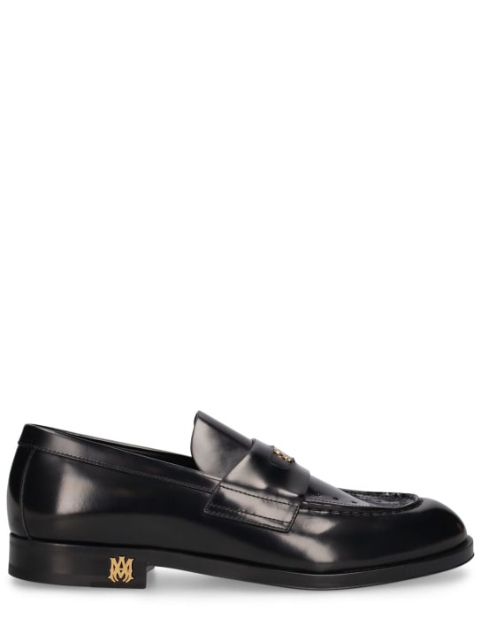 Amiri: Logo leather loafers - Black - men_0 | Luisa Via Roma